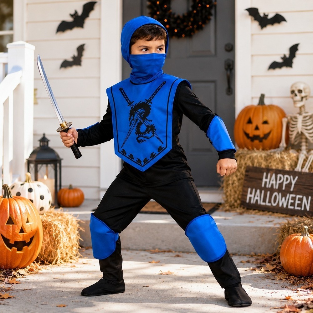 Blue Cobra Ninja Costume Size Small (4-6) Halloween Warrior Cosplay Dress Up